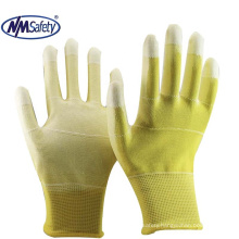 NMSAFETY 13 gauge U3 polyester liner coated PU on palm work gloves  anti static on fingers anti slip